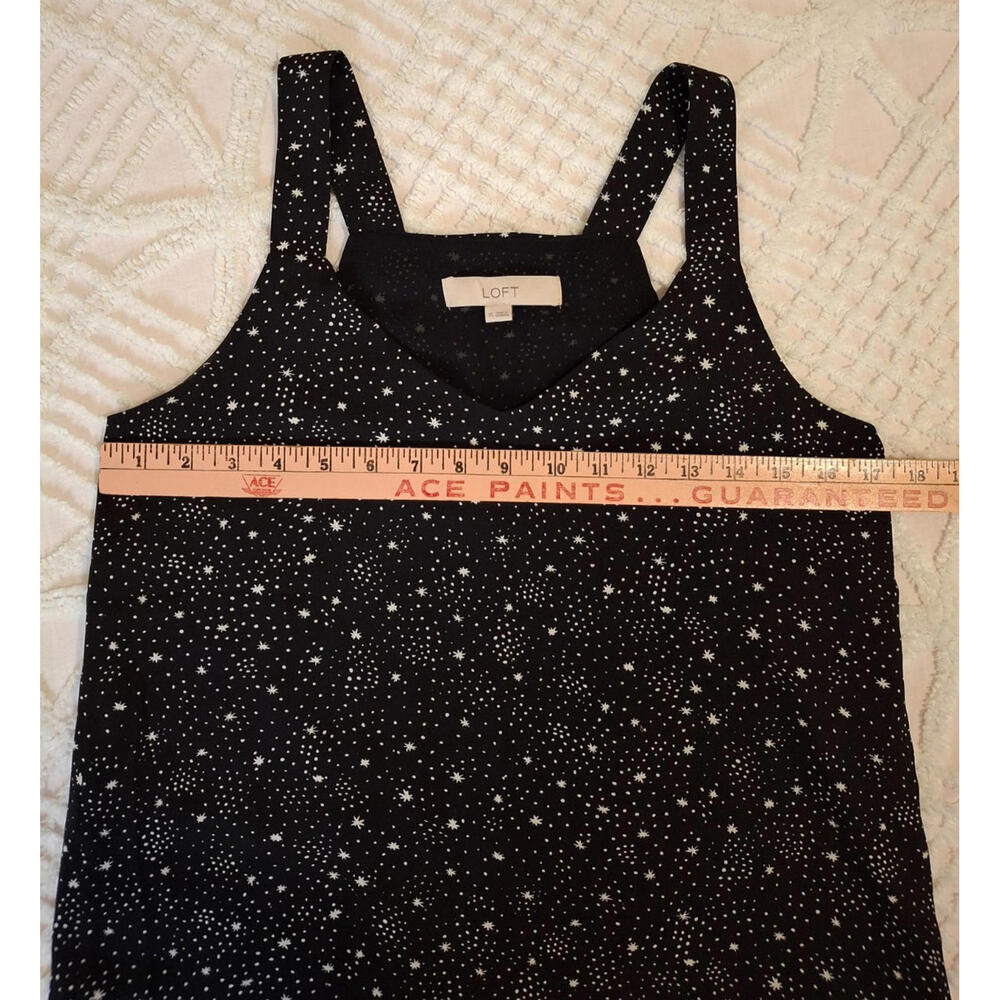 LOFT Women XS Tank Top Black Star Print V-Neck Sleeveless Lined Blouse - Picture 4 of 8